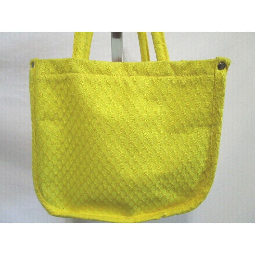Vintage 60's Mod Paul B. Stone Small Yellow Textured Canvas Clutch Tote Handbag - Picture 2 of 12